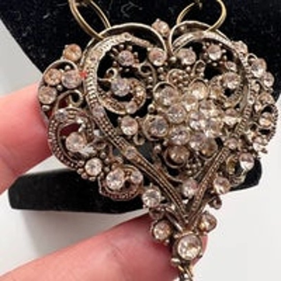 Brass Chainlink Heart Shaped‎ Large Pendant Necklace - Picture 11 of 12